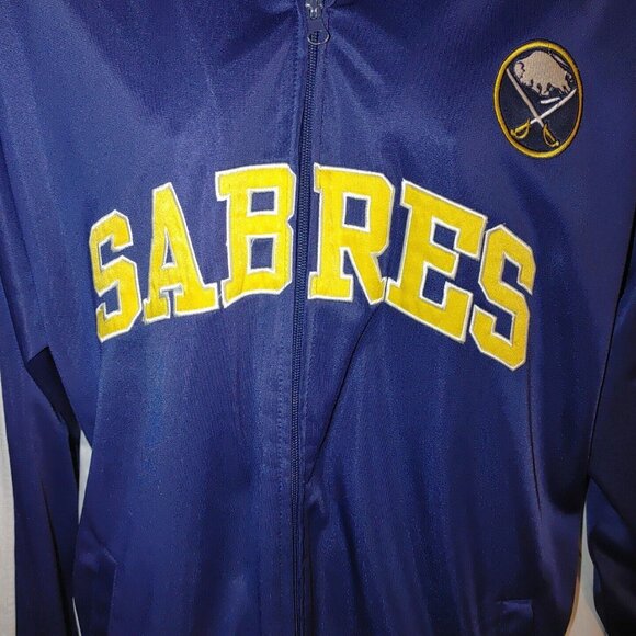 Majestic NHL Buffalo Sabres Hockey Zipper Spring Warm Up XLT Jacket 2 Pockets - Picture 4 of 8